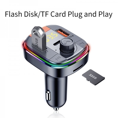 China T832 Transmisor de FM Luces LED de colores Reproductor de MP3 de automóvil PD/QC3.0 Cargador rápido de automóvil proveedor
