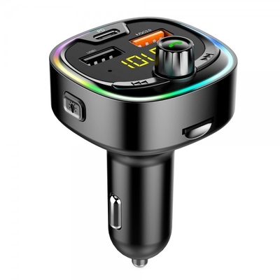 China BT08D Transmisor de radio FM para automóviles Reproductor de MP3 para automóviles LED Luz colorida Multifunción Cargador de automóviles de 3 puertos Cargador rápido PD proveedor