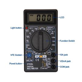 DT830L Pequeño multimetro popular con luz de fondo proveedor