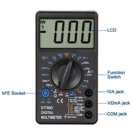 DT700D 50Hz Salida de onda cuadrada Gran pantalla LCD Multiméter digital para principiantes proveedor