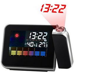 Reloj LCD digital Reloj de alarma Reloj de alarma Temperatura y humedad Medidor Pantalla de color LED luz de fondo Reloj de escritorio Proyector proveedor