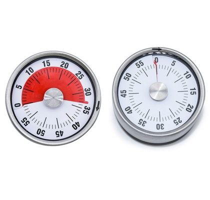 JG-060 temporizador mecánico magnético de acero inoxidable temporizador mecánico de cocina con imán cuenta atrás reloj de cocina alarma temporizador proveedor