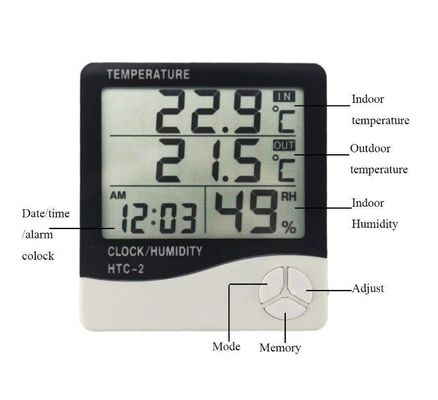 HTC-2 LCD termómetro digital higrómetro estación meteorológica inalámbrica comprobador de temperatura y humedad de interior al aire libre reloj de sonda proveedor