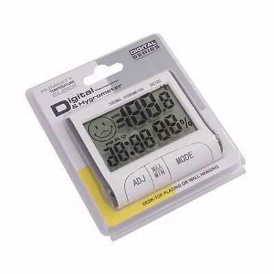 DC102 Mini LCD Digital Termómetro de interior Higrómetro de temperatura y humedad Contador de reloj Escritorio con soporte magnético proveedor