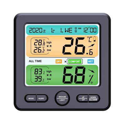 TS-6211 Pantalla LCD de escritorio instalada en la pared Contador de temperatura y humedad de alta precisión para uso doméstico Alarma electrónica proveedor