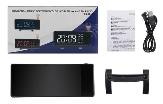 TS-5210 Relojes de alarma digital USB Reloj de proyección electrónica Radio FM Termómetro Para decoración de la mesa del dormitorio proveedor