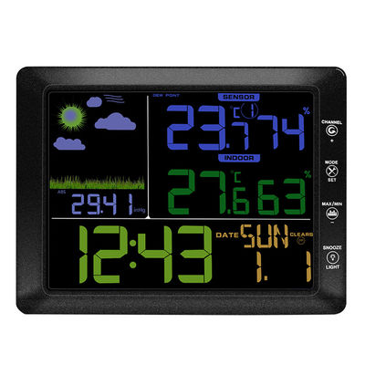 TS-8210 Pantalla de color inalámbrica Estación meteorológica Reloj de temperatura interior exterior, medidor de humedad Previsión de control de sonido proveedor