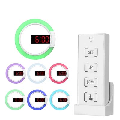 TS-S24 Nuevo LED Espejo Reloj de pared hueco Creativo con alarma Temperatura Anillo Luz Multicolor Switch proveedor