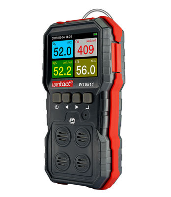 WT8811 4 en 1 Monitoreo de múltiples gases Oxígeno O2 Sulfuro de hidrógeno Monóxido de carbono CO LEL Analisador de fugas de gas proveedor