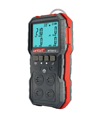 WT8812 4 en 1 Monitoreo de múltiples gases Oxígeno O2 Sulfuro de hidrógeno Monóxido de carbono CO LEL Analisador de fugas de gas proveedor