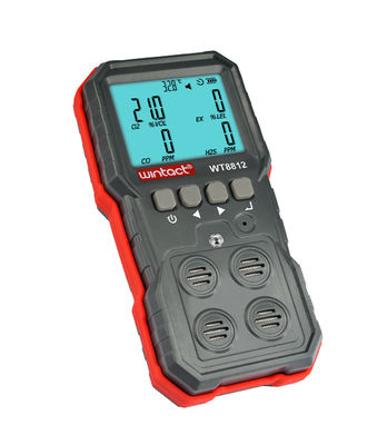 WT8812 4 en 1 Monitoreo de múltiples gases Oxígeno O2 Sulfuro de hidrógeno Monóxido de carbono CO LEL Analisador de fugas de gas proveedor