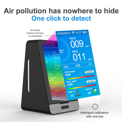 DM73B WIFI detector de gases CO2 HCHO TOVC 4.3 pulgadas LED Display Monitor de calidad del aire PM2.5 / 5 / 10 emperature Detector de humedad proveedor