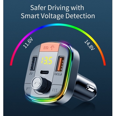 T832 Transmisor de FM Luces LED de colores Reproductor de MP3 de automóvil PD/QC3.0 Cargador rápido de automóvil proveedor