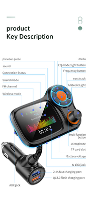 T831 Car Charger Reproductor de MP3 QC3.0 Carga rápida BT5.0 Transmisor FM Llamada sin manos proveedor