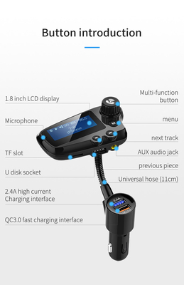 T91 Reproductor de música MP3 inalámbrico de automóviles pantalla LCD teléfono telefónico sin manos transmisor de FM QC3.0 carga rápida proveedor