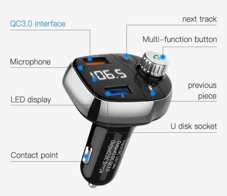 T62 QC3.0 Cargador rápido de cigarrillos para automóviles Enchufe de encendedores de cigarrillos MP3 Player Cargador inteligente multifunción proveedor