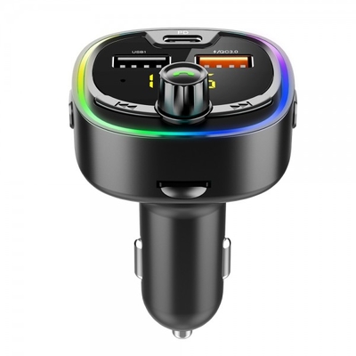 BT08D Transmisor de radio FM para automóviles Reproductor de MP3 para automóviles LED Luz colorida Multifunción Cargador de automóviles de 3 puertos Cargador rápido PD proveedor