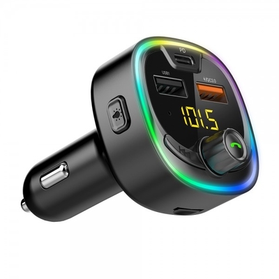 BT08D Transmisor de radio FM para automóviles Reproductor de MP3 para automóviles LED Luz colorida Multifunción Cargador de automóviles de 3 puertos Cargador rápido PD proveedor
